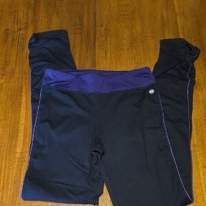 Luxe Black Leggings with Purple Accents